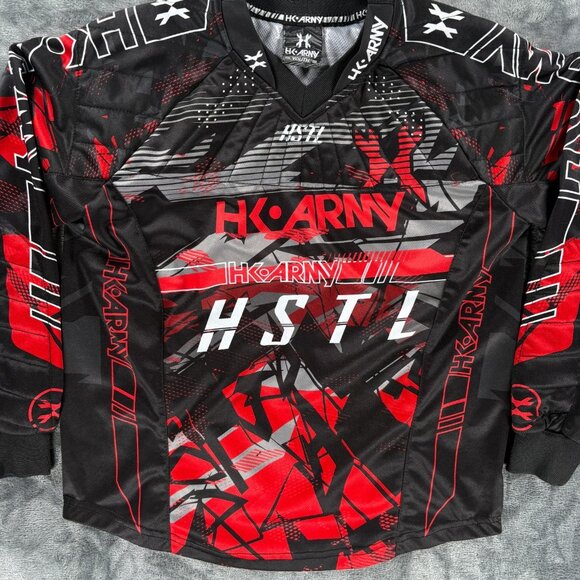 HK Army Youth HSTL Paintball Jersey Red Black Camo Long Sleeve Padded Shirt - Picture 5 of 8